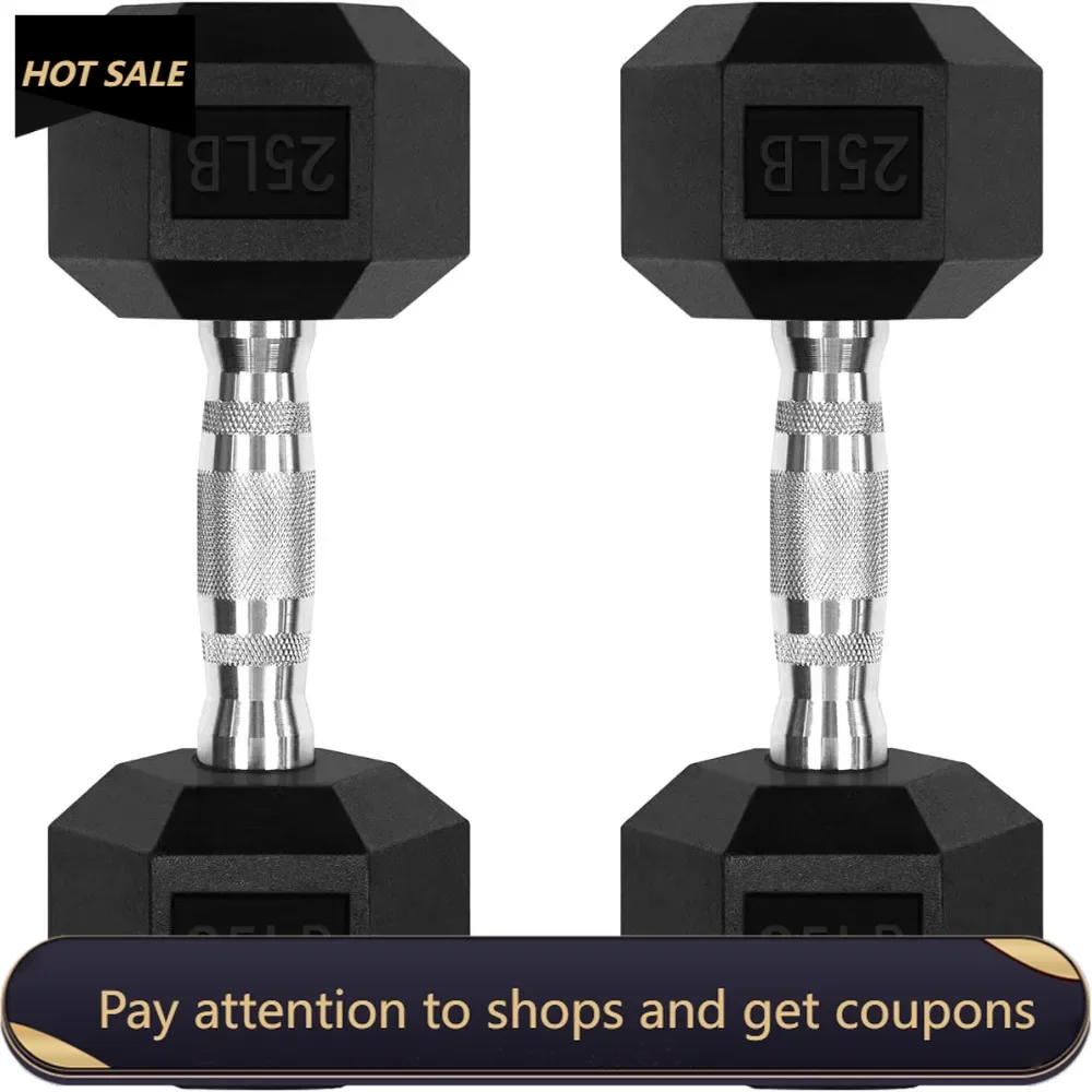 

5-300LBS Rubber Encased Hex Dumbbell Sets with Optional Rack for Home Gym, Coated Hand Weights for Strength Training, Workouts