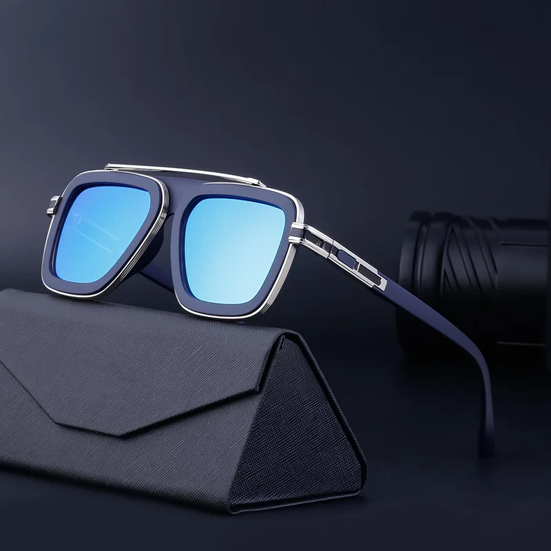 Modische Eckige Punk-Sonnenbrille für Herren 2026 Luxusmarke Vintage Retro Sonnenbrillen für Männer Steampunk Anti-Blaulicht-Brillen – Detail 6