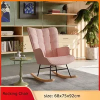 Anajqaqia Backrest Rocking Chair, Soft Leisure Living Room Chair Pink