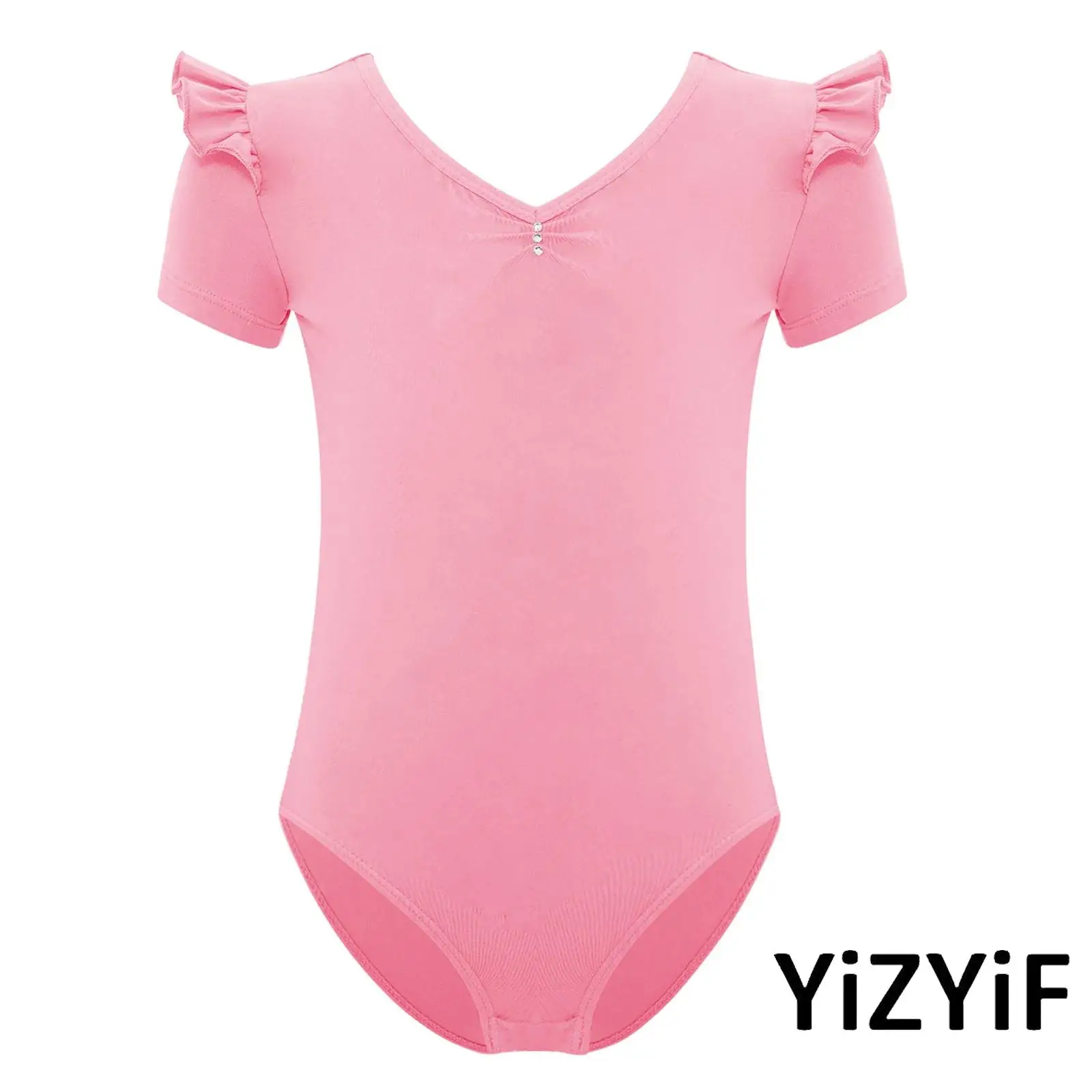 

Breathable Children Girl Lyrical Dancewear Cute Ruffle Short Sleeve Gymnastics Leotard for Ballet Class And Ballroom Performance