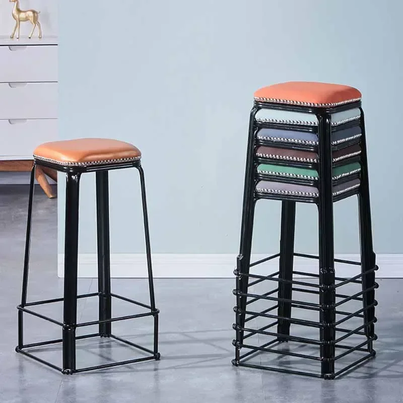

Minimalist Nordic High-end Living Room Modern Office Bar Chair High Metal Cafe Soft Gaming Chair Dining Chaise Bar Furniture Bar