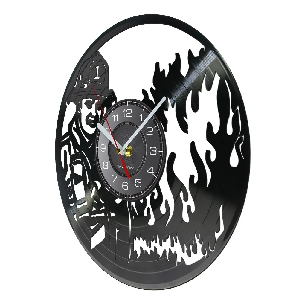 First Responder Firefighter Wall Clock Fire Department Office Wall Decor Vintage Vinyl Record Wall Clock Fireman's Prayer Gift