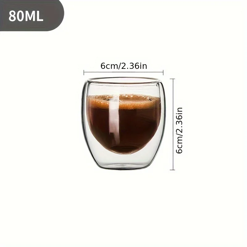 6pcs 이중 벽 유리 컵 80ml 귀여운 머그잔 커피 컵 음료에 대 한 안경을 마시는 개인화 된 머그잔 맥주 차 컵 세트 썸네일 6