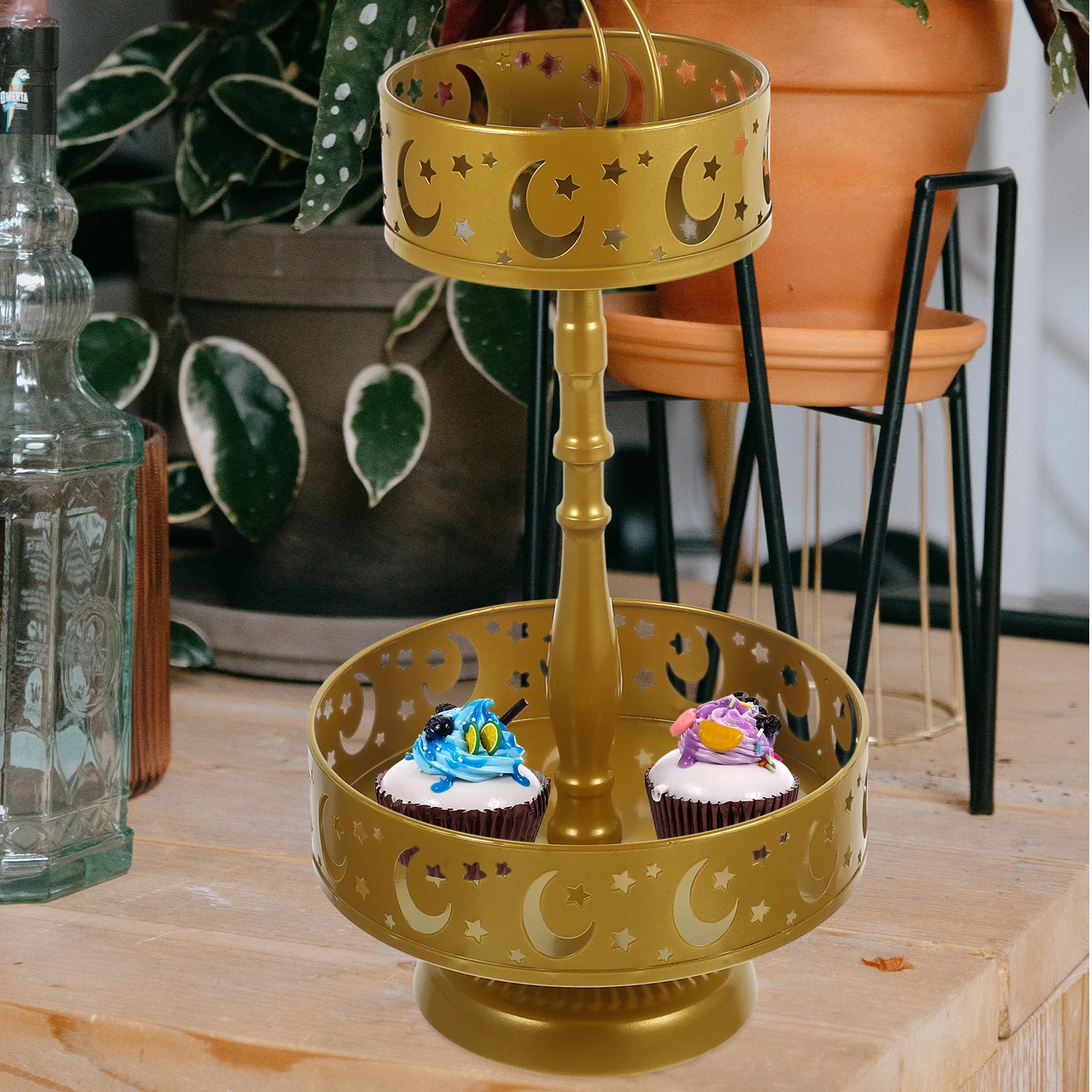 

Dessert y St Tray Wedding Decor Iron Cupcake Tier St Moon Patterned Premium Material Fine Workmanship Retro Style Cake Tools