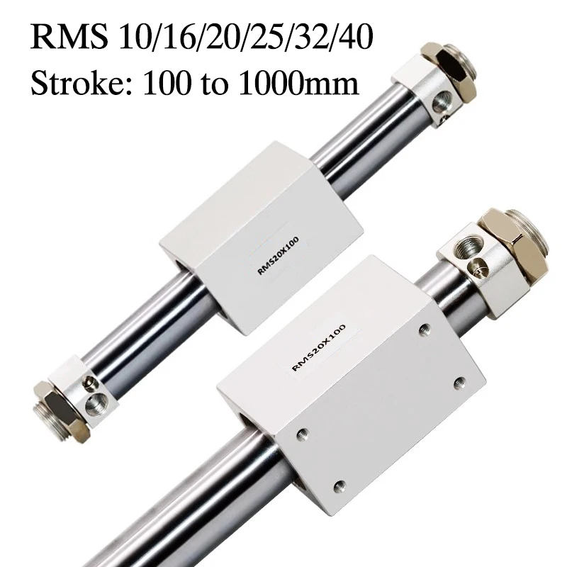 RMS 10/16/20/25/32/40mm Bore Rodless Magnetic Cylinder 100 150 200 250 300 400 500 600 700 800mm Stroke Pneumatic Air Cylinder