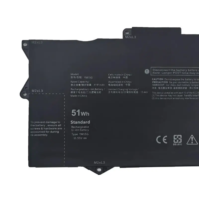 Laptop Battery YM15G 11.55V/51Wh For XPS 13 9315 Series 9315-C0NNP 9315-D1705S 9315-P1708LTW Replacing Notebook Battery