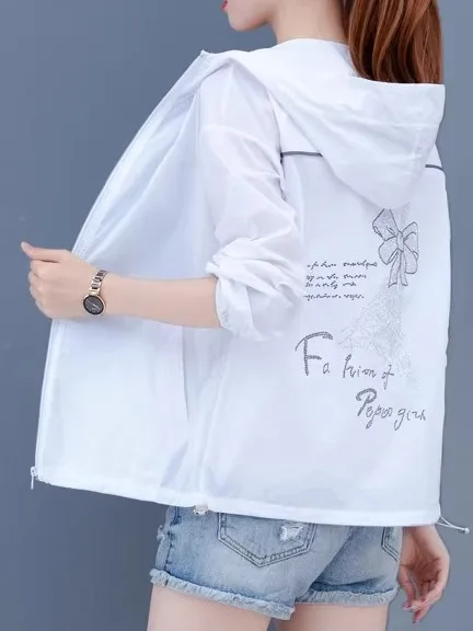 

Women's Summer New Loose Lightweight Breathable ort Length UV Protection Jaet 2026 Faionable Commute Sle Zipper ke...