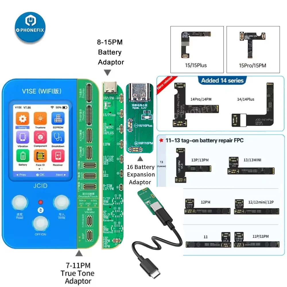 JC V1SE Battery Repair Board Flex Cable for iPhone 11-15Pro Max Repair Programmer Battery Read Write Remove Error Health Warning