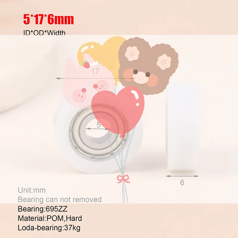 5*17*6mm Nylon Plastic Roller Guide Wheel 695zz Bearing Wheel POM Drawer Window Door Pulley Roller