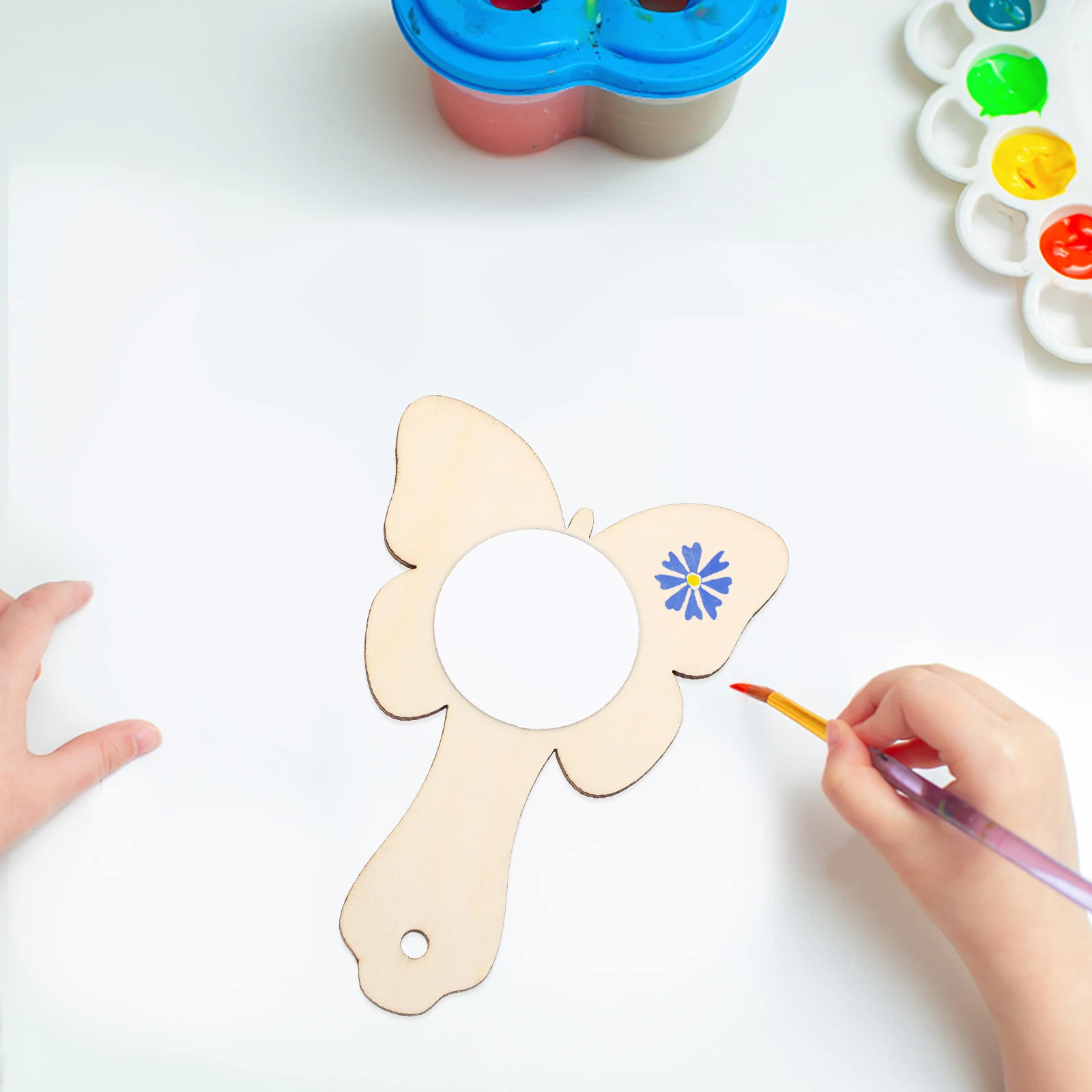 

10pcs Unfinished Wood Mirrors H made Decorative Craft Paintable Small Mirrors DIY Teaching Accessories