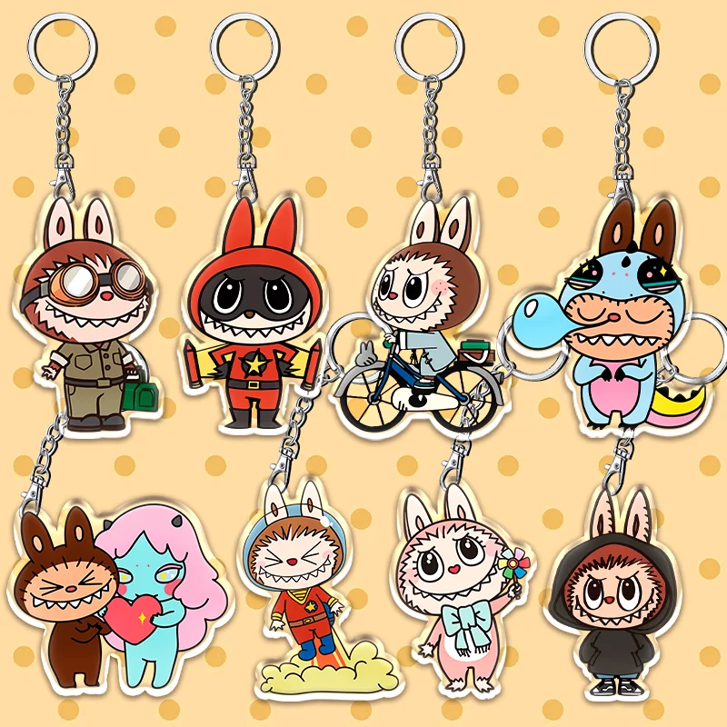 12 سنتيمتر LABUBU الأشياء الاكريليك المحيط قلادة مزدوجة الوجهين نمط قلادة سلسلة مفاتيح مصنوعة من الأكريليك لطيف وممتع الأطفال مهرجان هدية #5