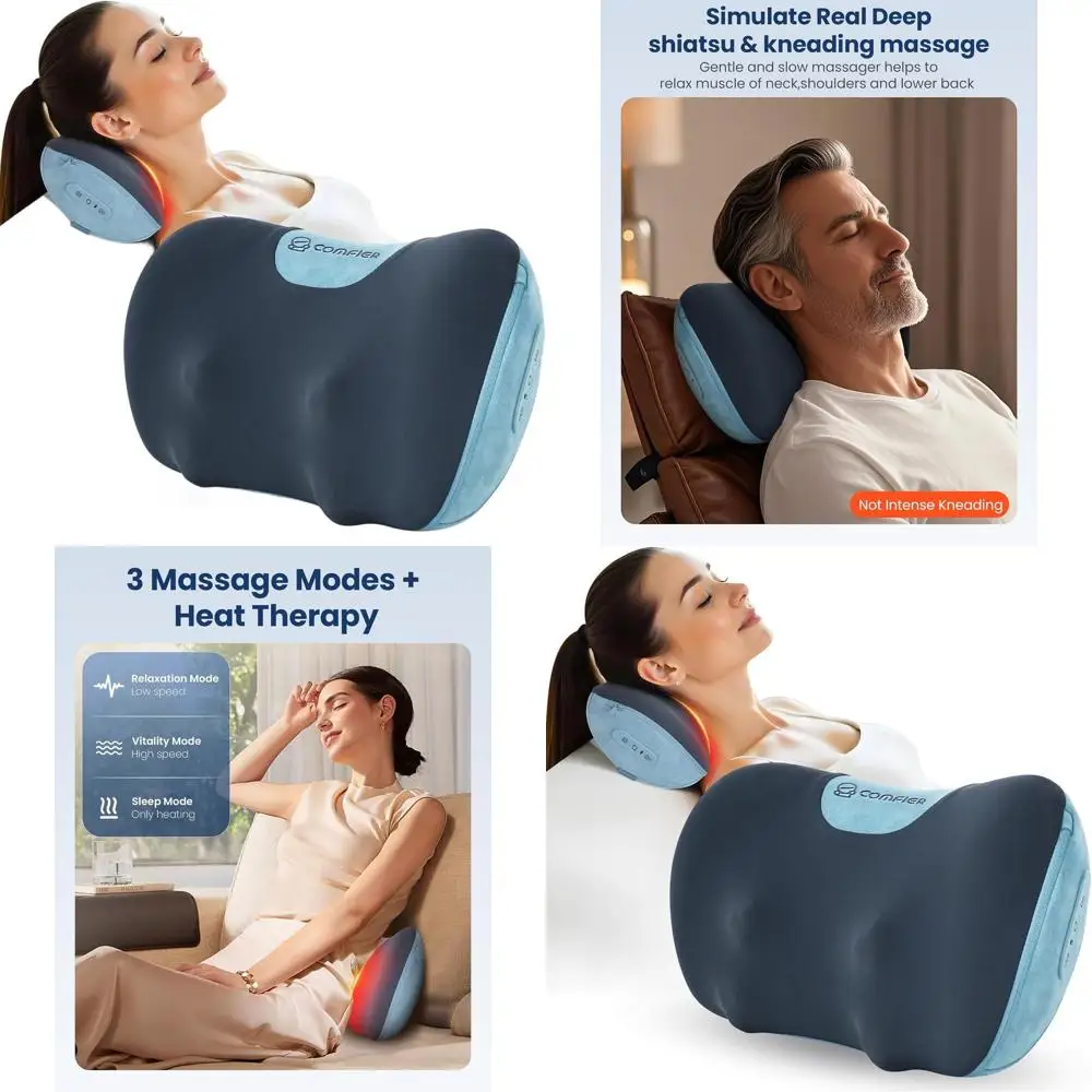 

3D-массажная подушка Шиацу с подогревом для глубокого расслабления тканей, портативная для дома, офиса и путешествий