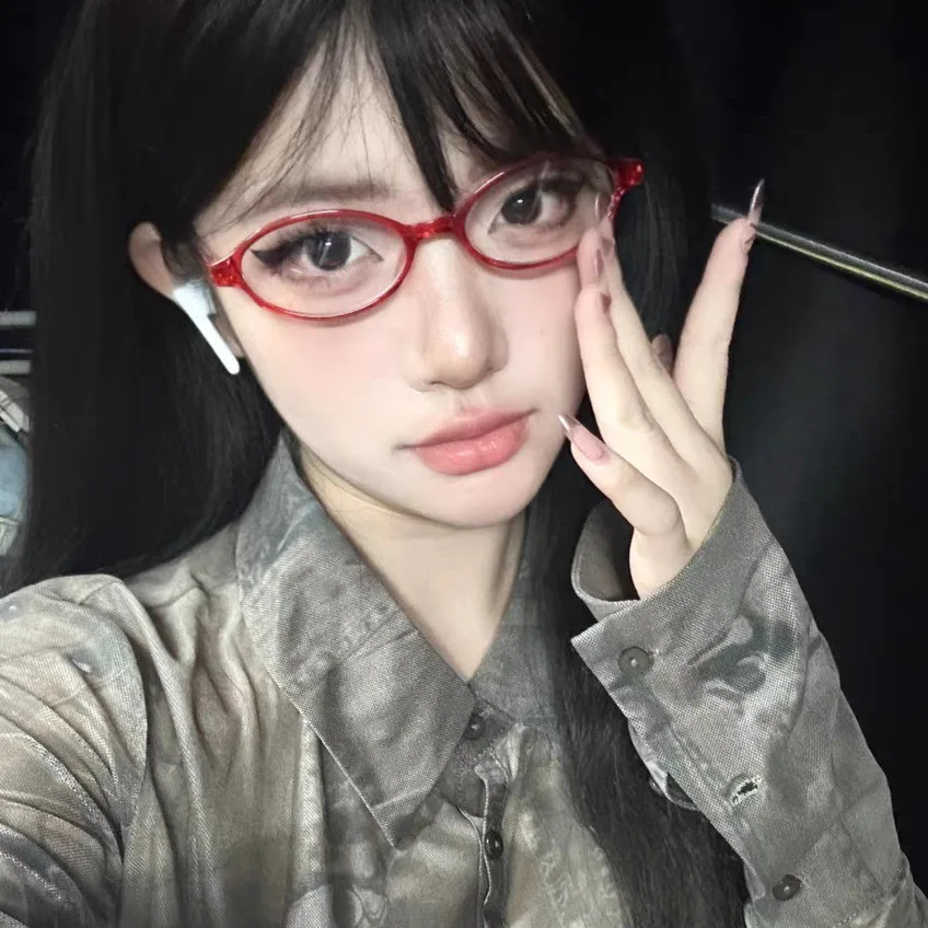 2025 Trendy Y2K Retro Oval Square Blue Green Small Frame Glasses Frame Women Anti Blue Light Glasses Vintage Eyeglasses Goggles