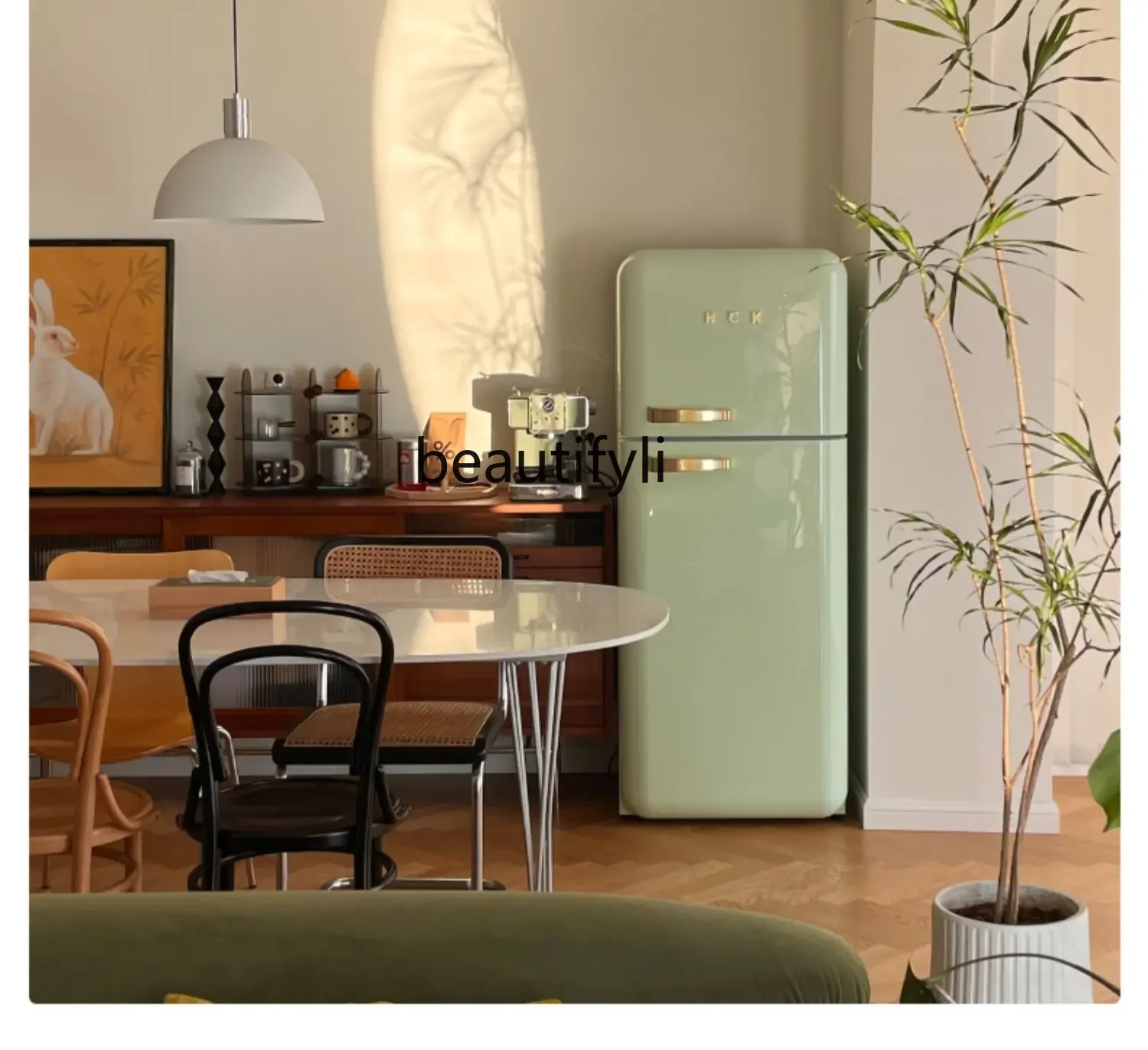 Double door retro refrigerator household double frequency conversion air cooling living room small and high value