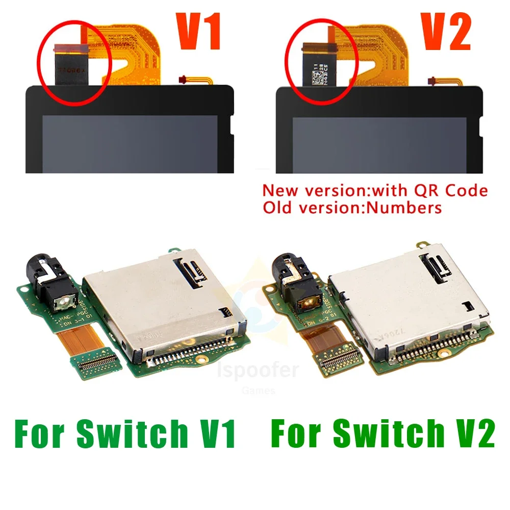 Ersatz-Spielkartenschlitz-Lesegerät mit Kopfhörerbuchse für Switch V1/V2 Spielkonsole