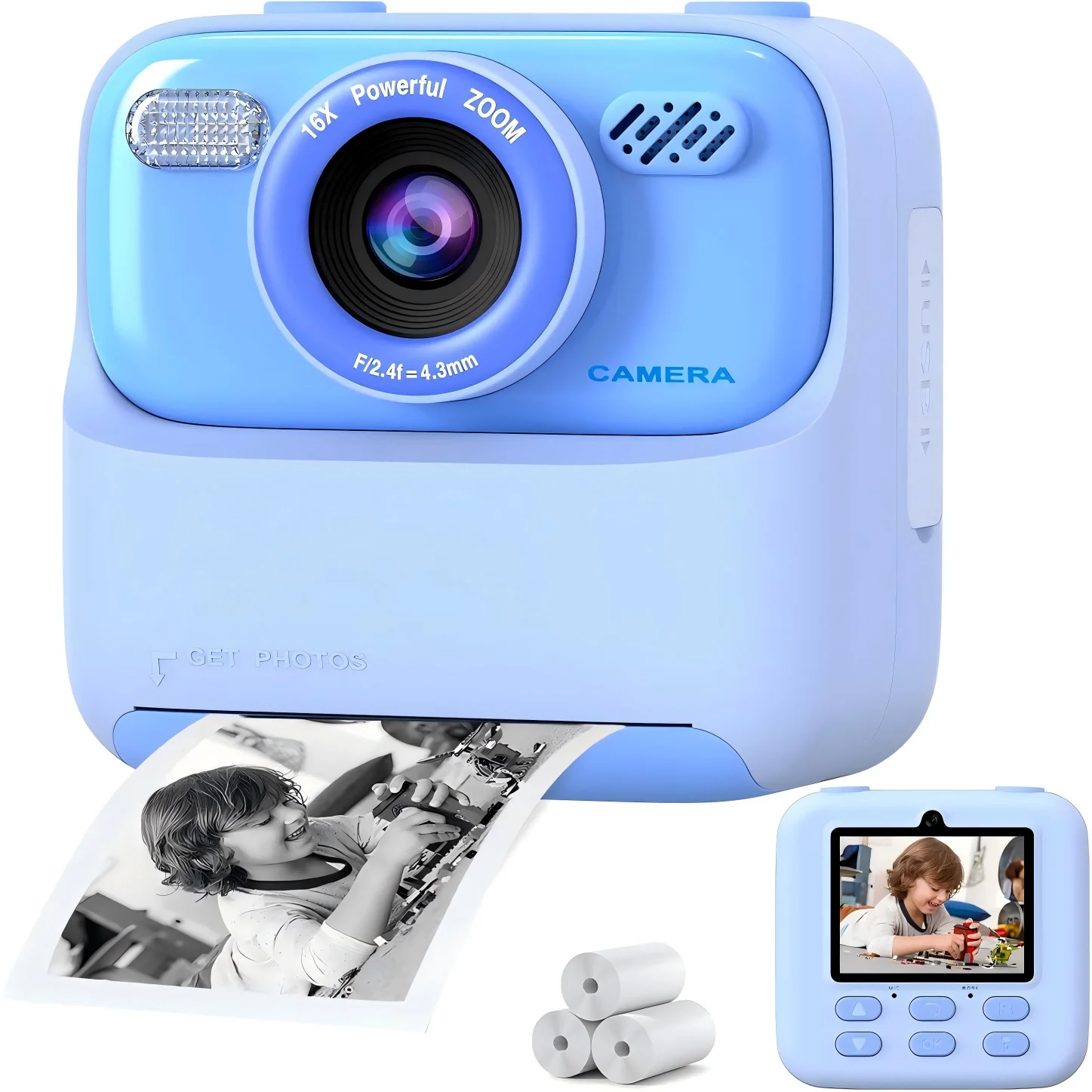 Kid Camera Instant Print Photo Kids Digital Camera Children Video Recorder Toys Pocket Thermal Photo Printer for Boys Girls Gift
