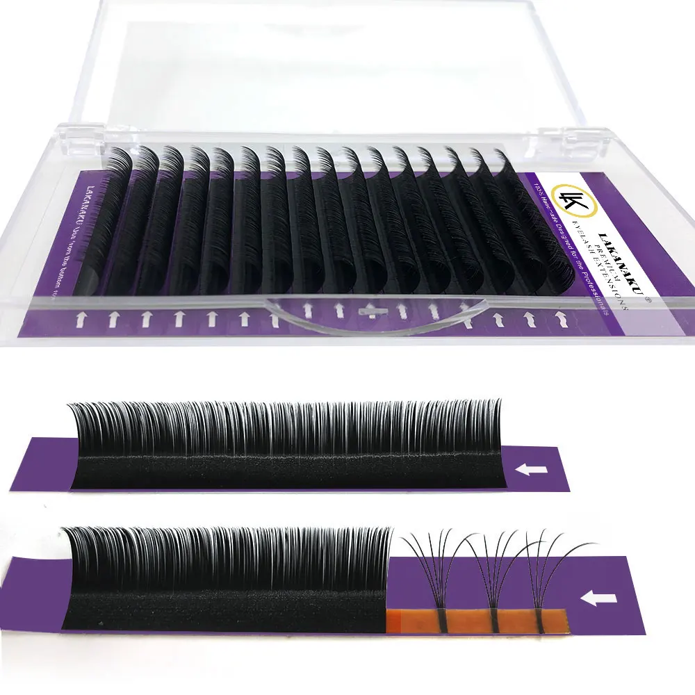 LAKANAKU 16Rows Faux Lashes Individual Eyelashes Extensions Lashes Dark Black Matte for Professionals Soft Natural Eyelash