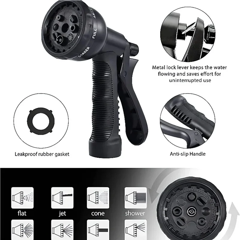 Upgraded 100/75FT Expandable Garden Plumbing Kits Flexible Lightweight Crush-Proof for Lawn Yard Car Wash Marine Camper（Black）