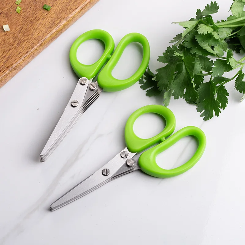 Kitchen Scissors Stainless Steel Muti-Layers Vegetable Cutter Scallion Herb Laver Spices Cooking Tool Cut Kitchen Accessories