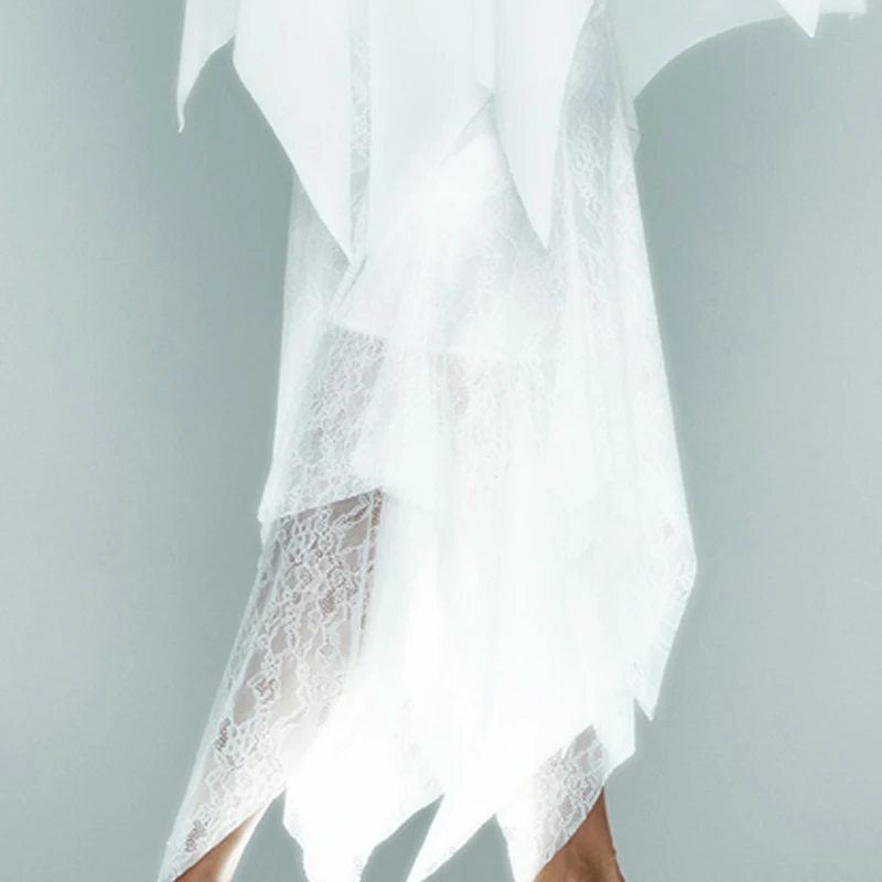 Seksowna odzież do tańca latynoamerykańskiego Biała falbaniasta bluzka do tańca latynoamerykańskiego Koronkowa spódnica Damski strój do samby, cza-czy i tańca towarzyskiego Kostium sceniczny SL13129