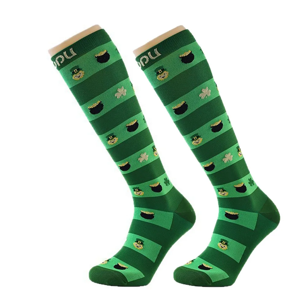 Calzini a compressione elastica Calze a pressione multicolori alte al ginocchio Modello divertente Calzini per vene varicose traspiranti Sport all'aria aperta