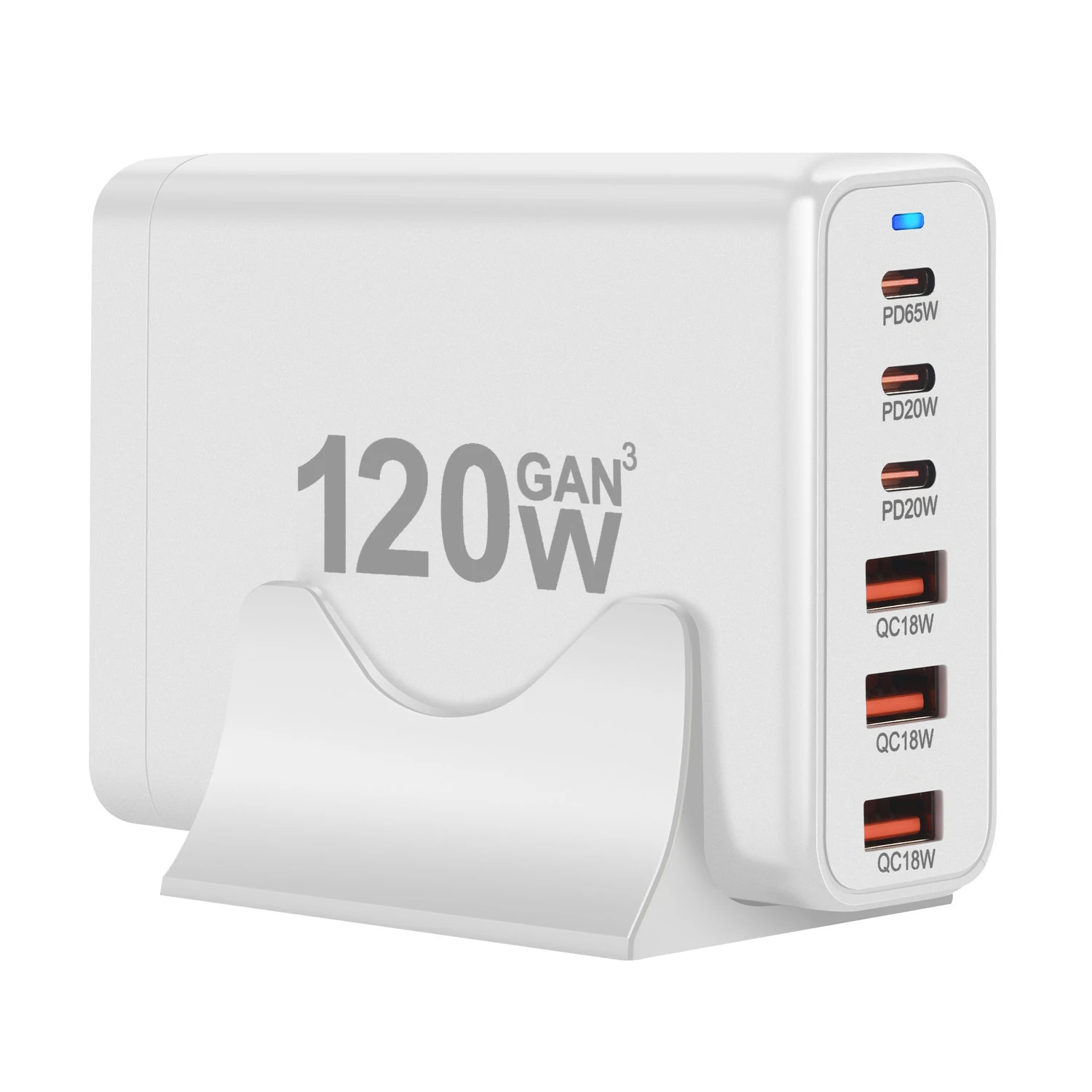 

120W GaN Charger with 6 Ports USB Type C PD Quick Charge 3.0 Compatible Mobile Phone Charging Station New Style High-Speed Charg