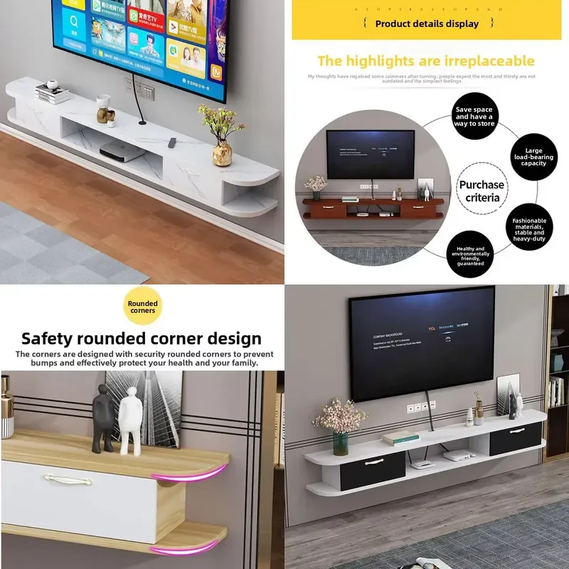Modern Minimalist Suspended TV Cabinet, TV Stand, TV Set-top Box Storage Rack