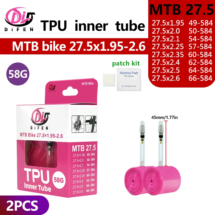 Difen TPU MTB Fahrradschlauch 29 26 27.5 29x1.95 2.0 2.1 2.2 2.3 2.4 2.5 2.6 Zoll Mountainbike-Reifen Pneu 29er