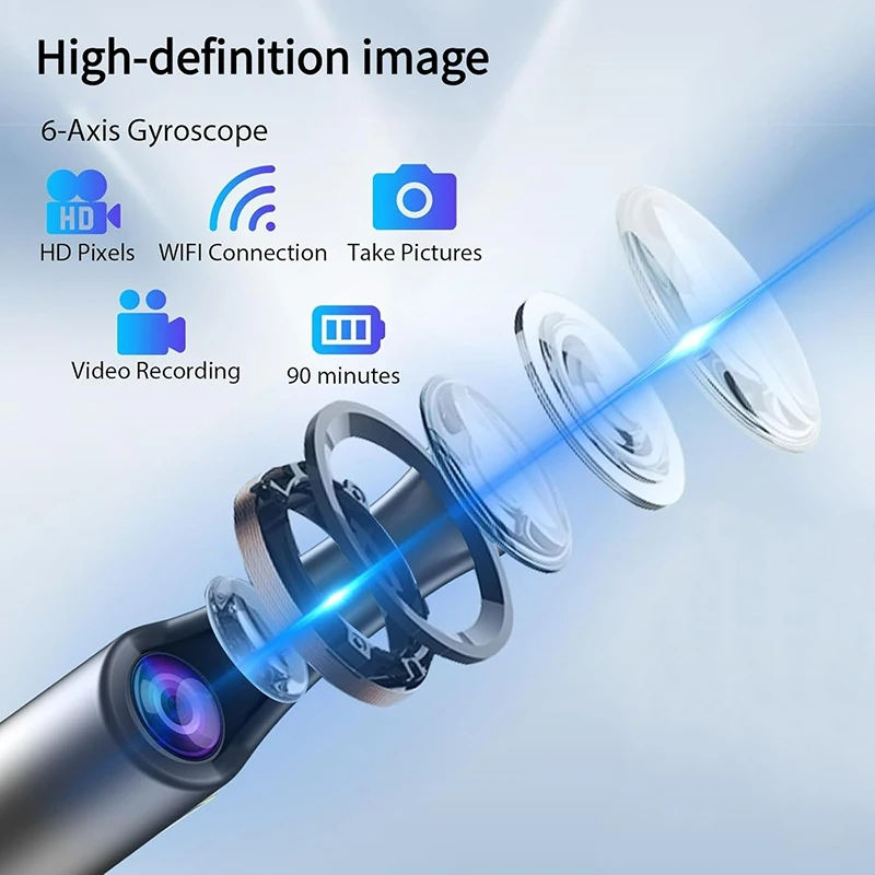 Smart Visual Ear Cleaner with Camera Ear Sticks Waterproof Wireless Cleaning Endoscope for Ear Picking 6 LED Lights Earpick