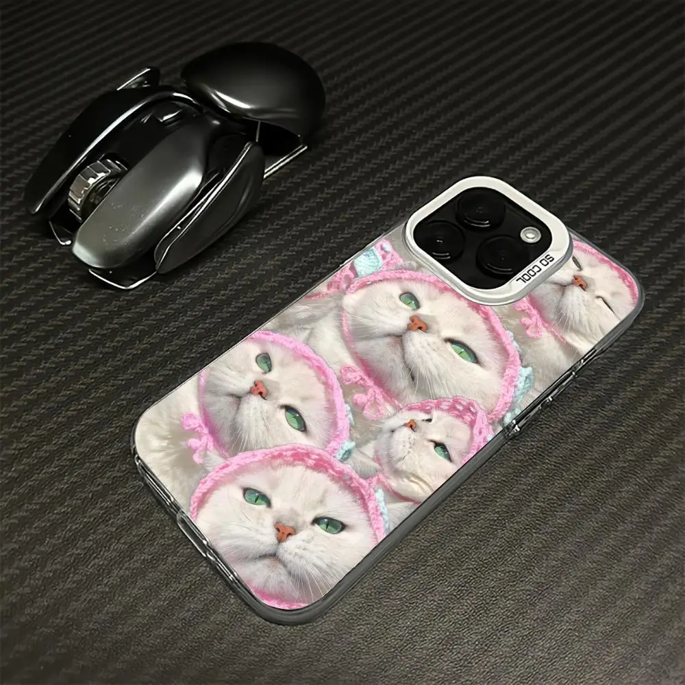 Fun cat pattern design mobile phone case suitable for iPhone 17 16 15 14 13 12 11 Pro/ Max /Plus anti-fall and shockproof