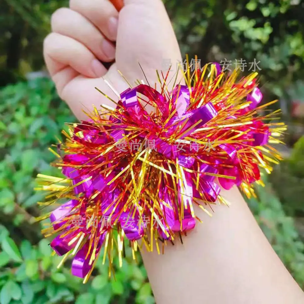 1 Pair Colorful Elastic Band Tinsel Bracelet Children's Day Dance Performance Prop Sports Meet Cheering Squad Tinsel Wristband - Detail 1