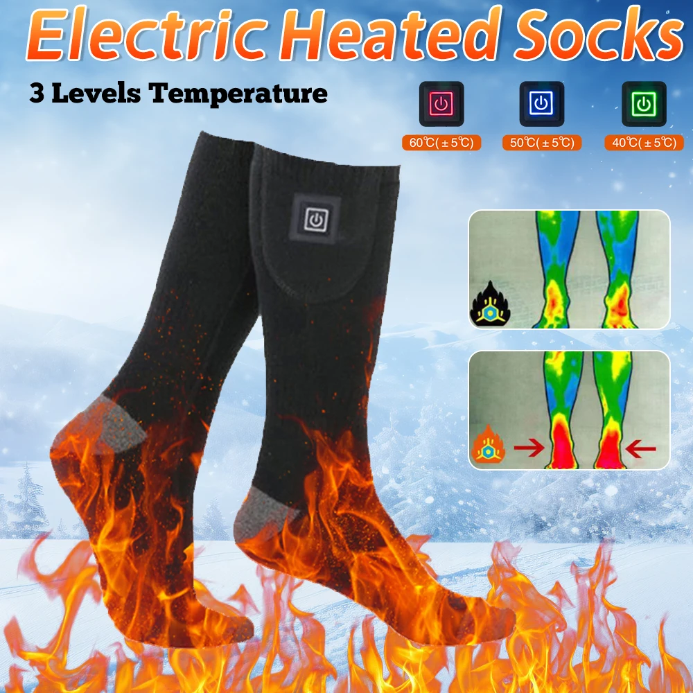 

Electric Heated Socks Anti-Cold Thermal Heated Foot Warmer Unisex Winter Warm Heating Socks Outdoor Camping Ski Sports Socks ﻿