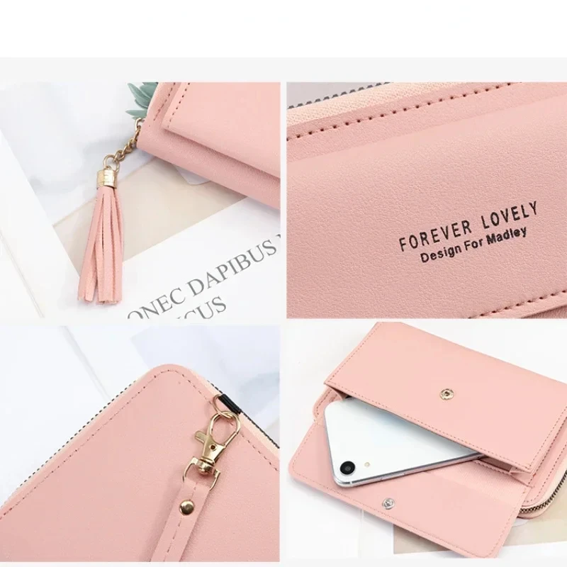 Fashion Phone Pouch Mini Messenger Bag Clutch Wallet for Girl Soft Leather Women Crossbody Bags Big Capacity Shoulder Bags