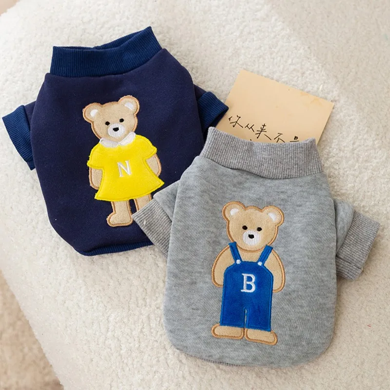 Cute Dog Clothes Bear Letter Print Pet Dog Hoodies Puppy Warm Coat Autumn Winter Dog Sweatshirt Chihuahua Apparel Cat Dlothing