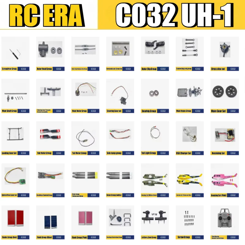 RC ERA C032 UH-1 RC Helicopter Parts Collection Original Tail Rotor Housing Motor Receiver Propeller ESC Rotor Clip Motherboard