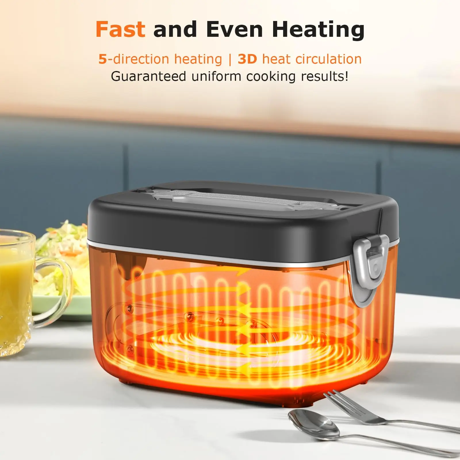 1.2L Electric Lunch Box 12000mAh Rechargeable Portable Food Warmer with 5 Heating Sides for Office, Truck, and Outdoor Use 2