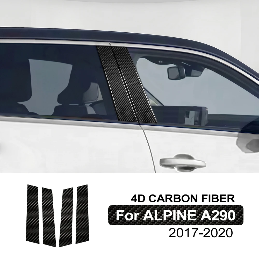 For Alpine A290 2024-2025 4D Carbon Fiber Black B Pillar Paint Protection Film Pre-Cut Anti-Scratch Window Column Guard Sticker