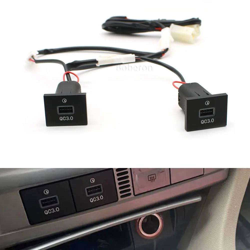 Car Dual USB Charger QC3.0 Socket Fast Charge Power Outlet Adapter For Ford Focus 2 Mk2 2009 2010 2011