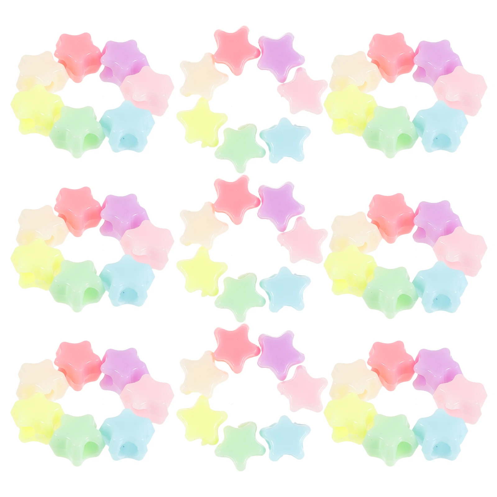 500 pezzi di perline a forma di stella con foro grande, colore arcobaleno, superficie liscia, artigianato fai da te, collana di plastica, braccialetto, creazione di gioielli