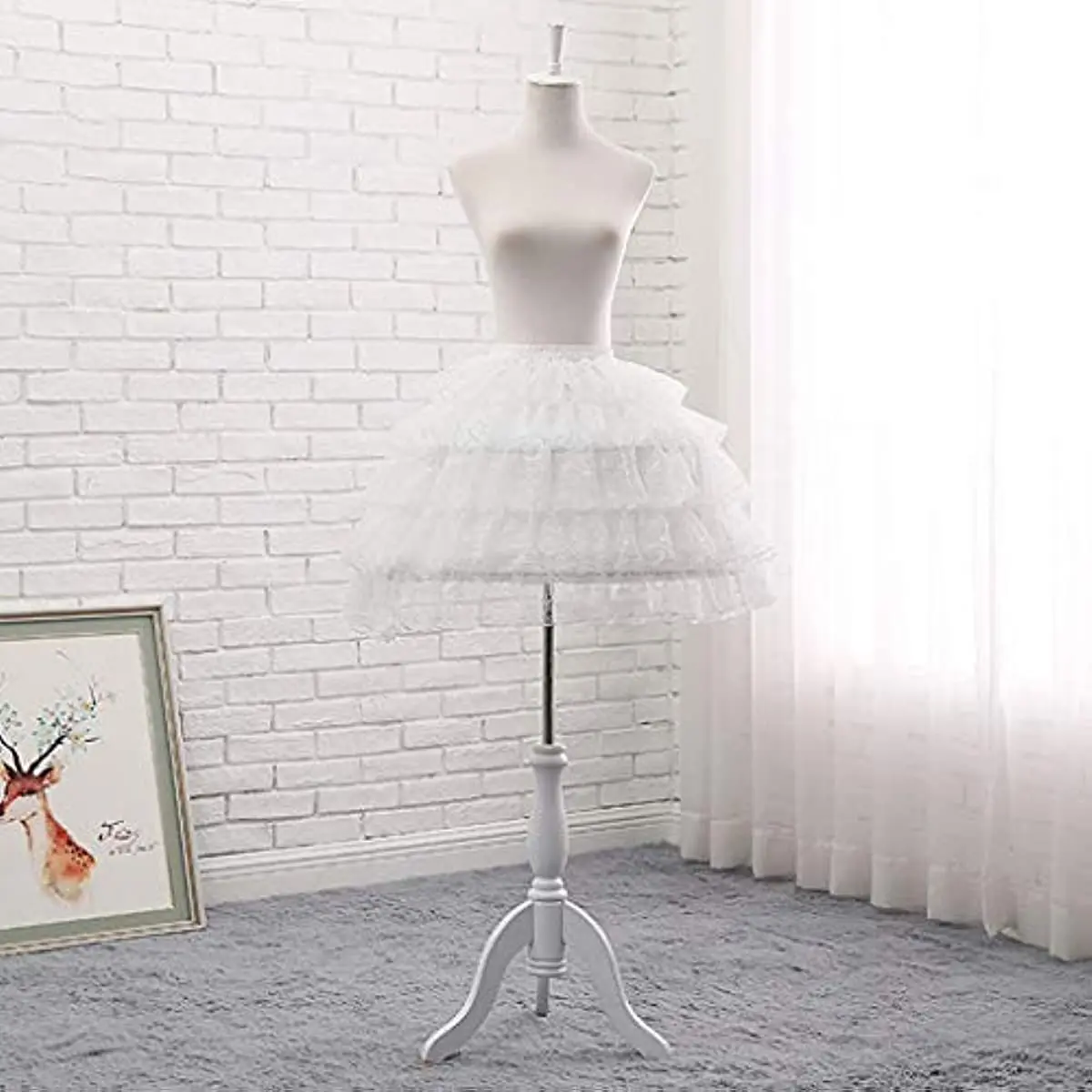 Rok pendek renda berjenjang wanita Vintage rok dalam 2 hoop Cosplay Puffy rok dalam kekencangan pernikahan Crinoline