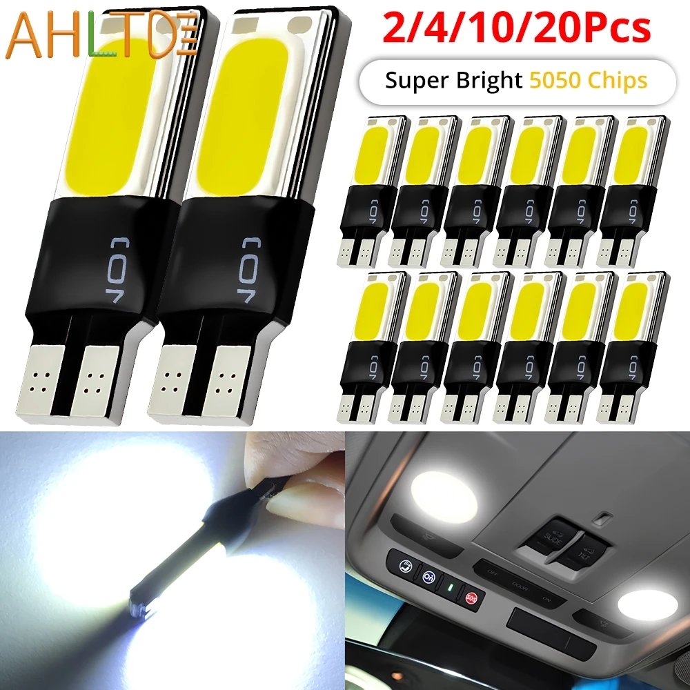 2/4/10/20X Car T10 COB Parking Day Light Trunk LED Canbus Bulb Auto Led Side Dome Reading Lamp Turn Signal License Plate Lights