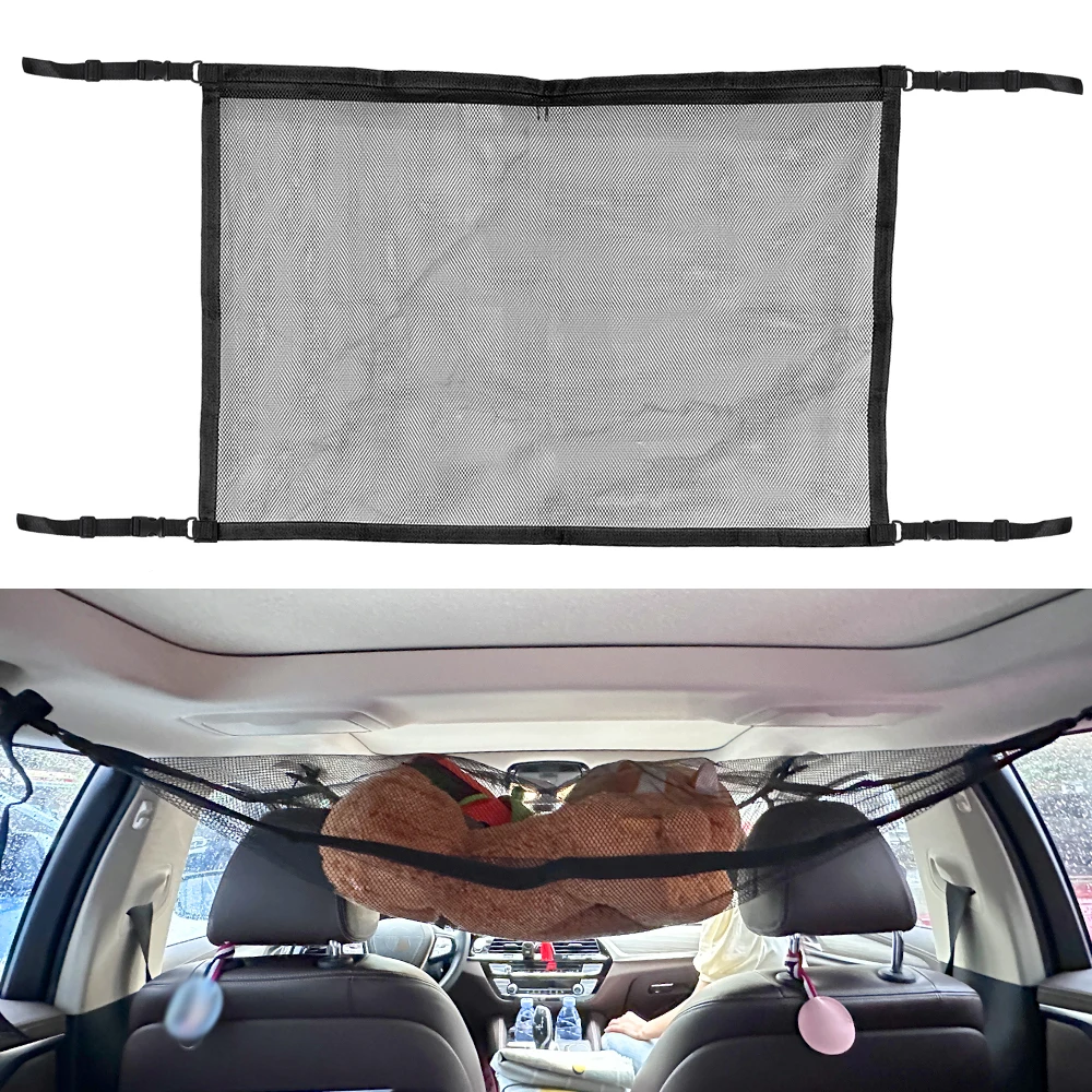 

Interior Cargo Storage Bag Breathable Mesh Bag Car Ceiling Storage Net Pocket Car Roof Storage Organizer Adjustable Mesh Pocket