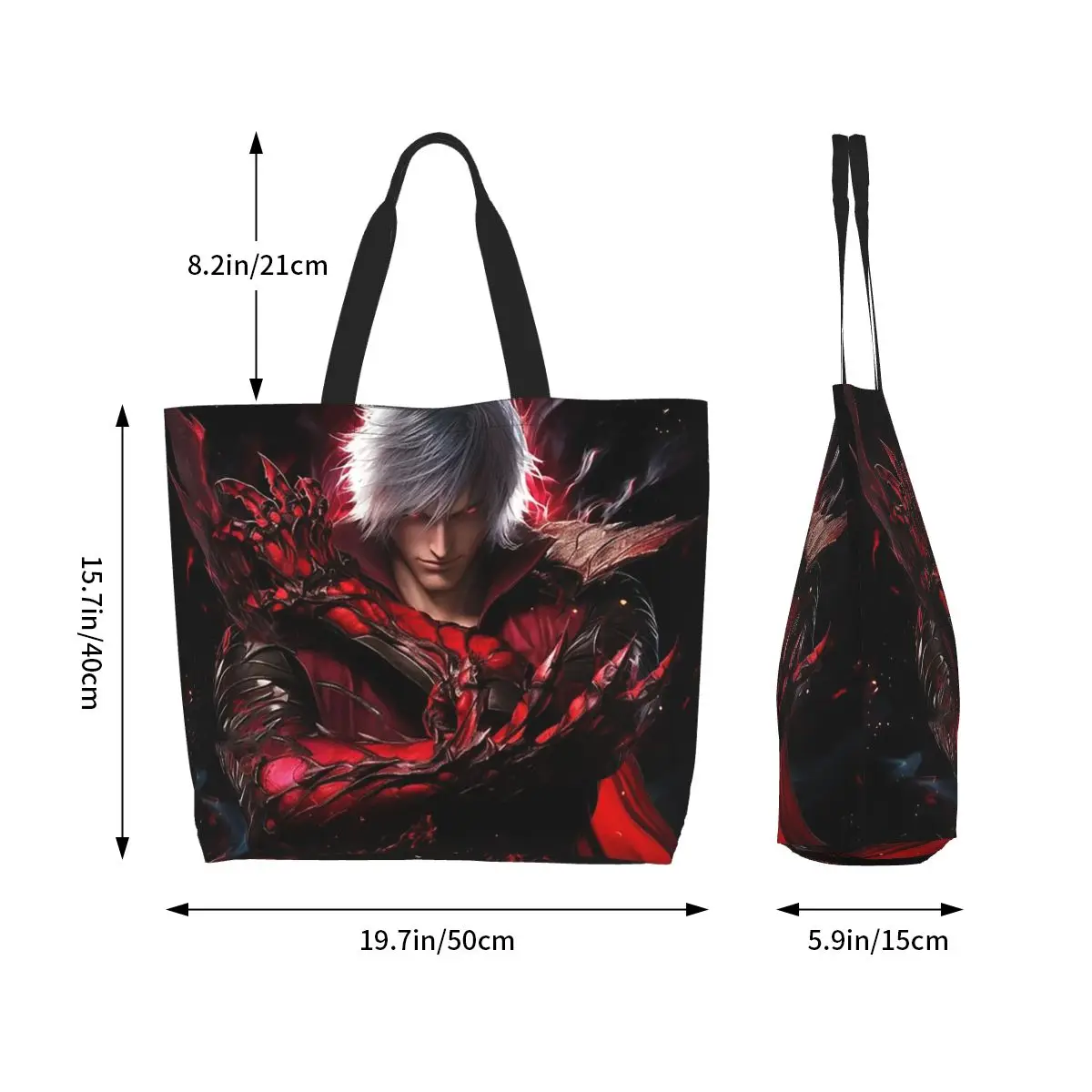 Devil May Cry Game Shopping Tote Bag Canvas Large Capacity Shoulder Bags Shopper Grocery Handbag for Women
