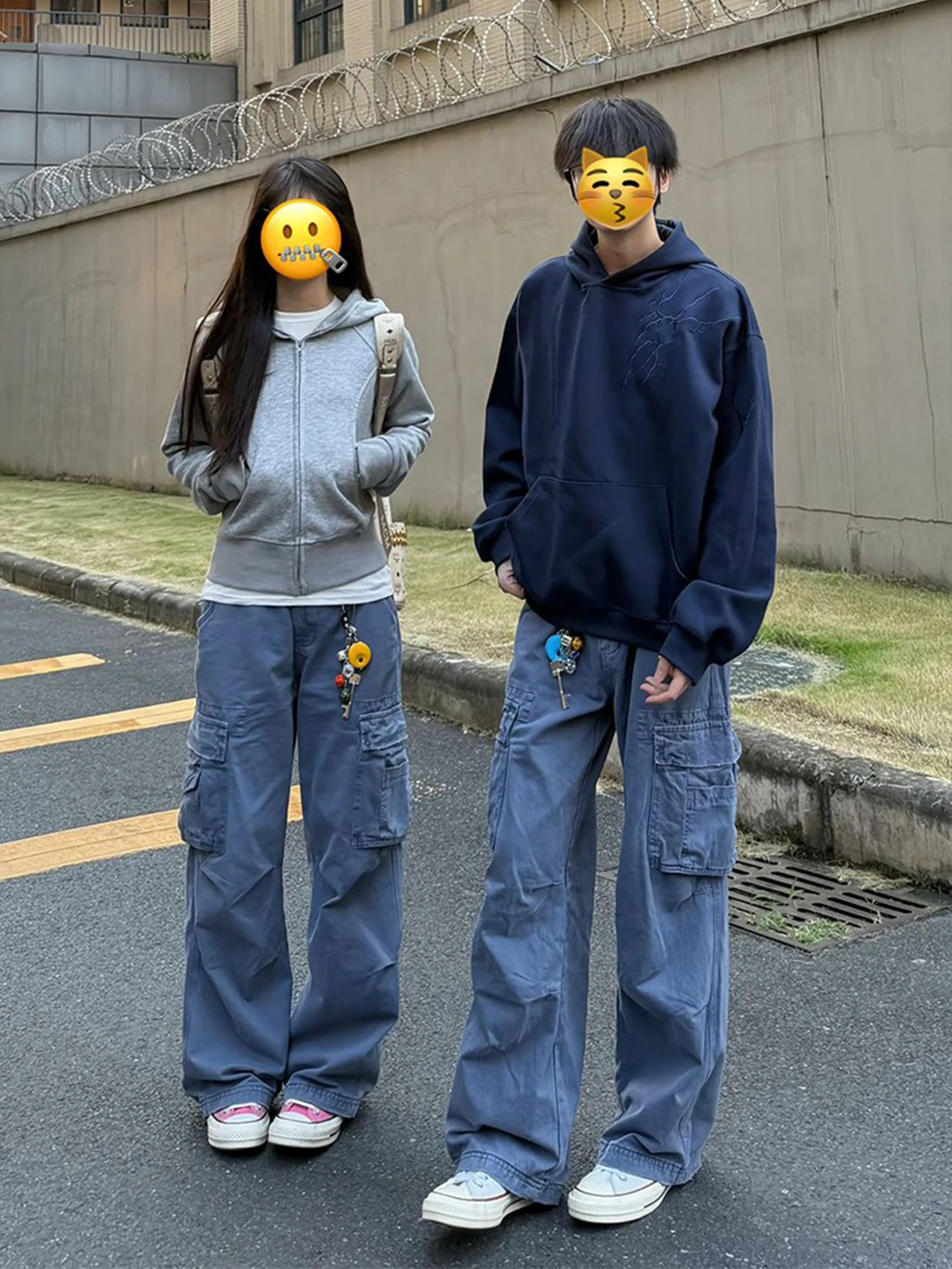 

Men's Workwear Pants Straight Leg Multiple Pockets American Style Blue Work Trousers Cleanfit Bootcut Pants Autumn Season