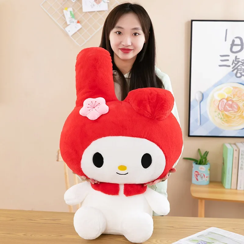 35/45/60cm Big Size Kawaii Sanrio Red My Melody Plush Toy Soft Stuffed Dolls Pillow Girly Home Decor Birthday Gift for Girl Kids