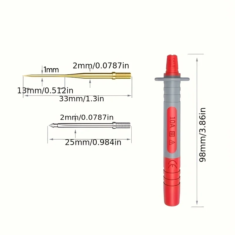 P8003 Multimeter Test Probe Pen with Replaceable Gold-plated Sharp 1mm Needles + Thick 2mm Needle Multi-purpose Test Pen