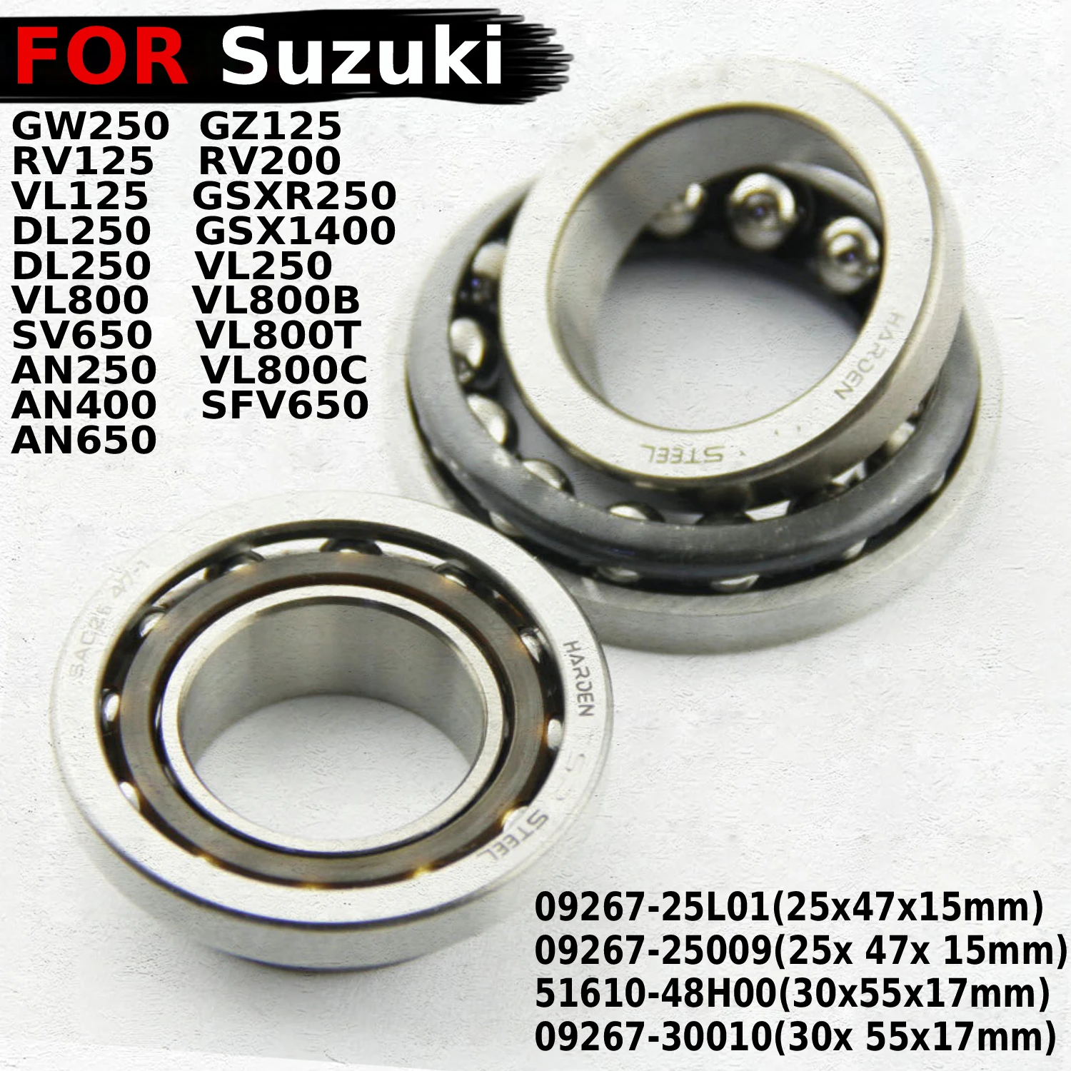 

Steering Head Bearing Kit For Suzuki VL800B VL800T SFV650 AN250 AN400 AN650 VL800C VL250 Intruder VL800 Boulevard C50T Volusia
