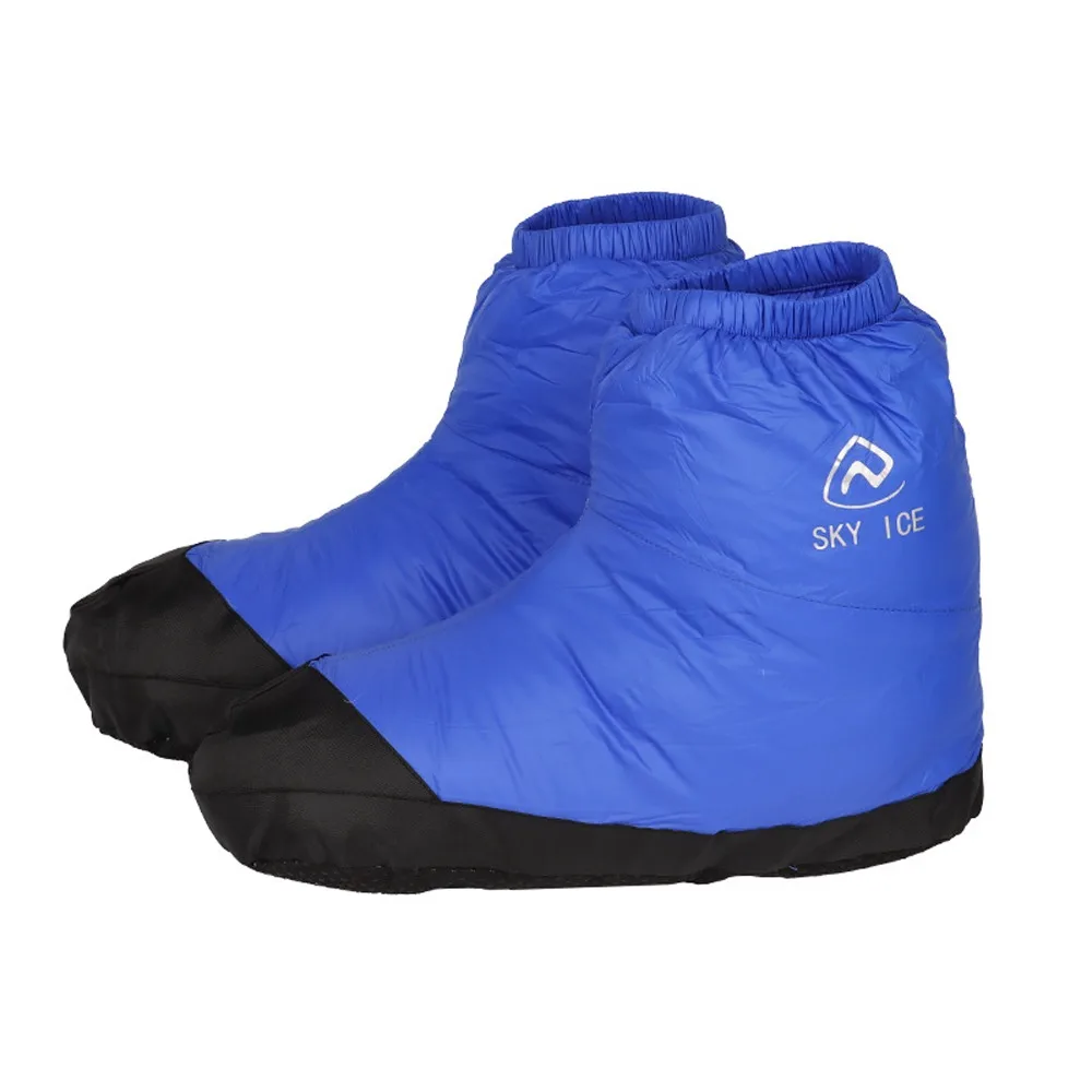 Cozy Waterproof Down Slipper Boots Stuffed Lightweight Down Socks Blue Down and Rubber Stuffed Booties Winter Season