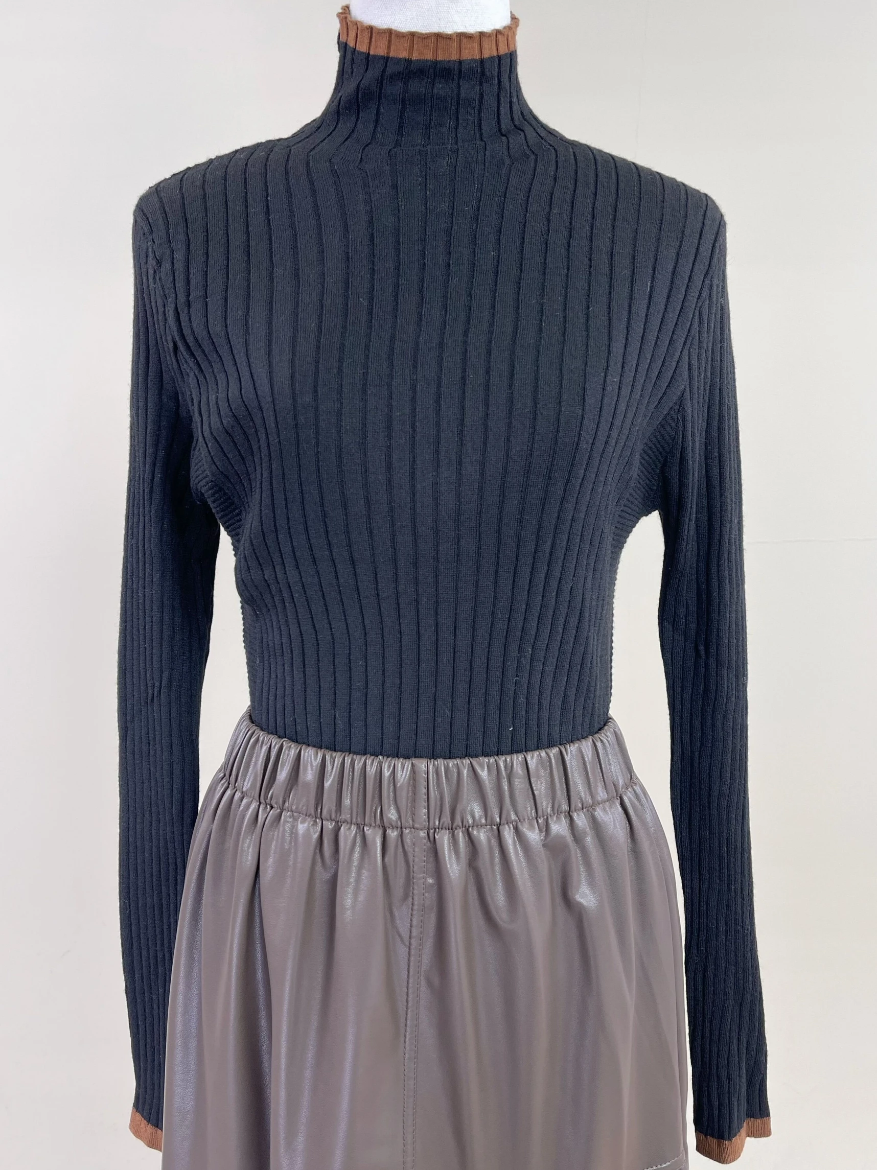 

Женская облегающая водолазка из шерстяной смеси для повседневной носки, однотонная, осенне-зимняя, базовая одежда