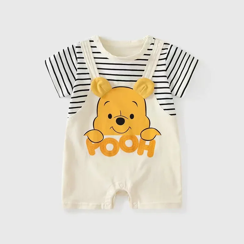 Summer Baby Boy Rompers Cartoon Winnie the Pooh Panda Bear Short Sleeve Newborn Jumpsuit Girl Cotton Kid Infant Outfit Clothes